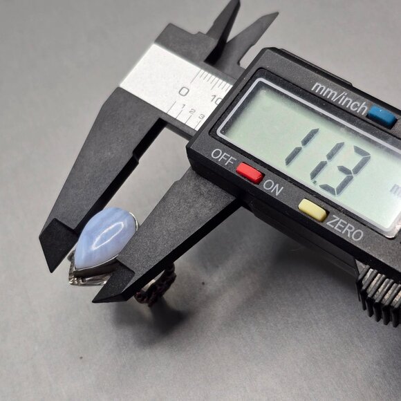 VTG Sterling Silver Teardrop Blue Lace Agate Ring Size 6.5 Cut-Out Link Band - Picture 10 of 11